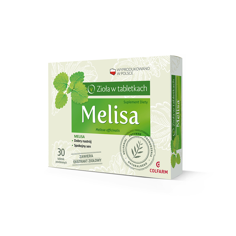 Zioła w tabletkach melisa, 30 tabletek powlekanych