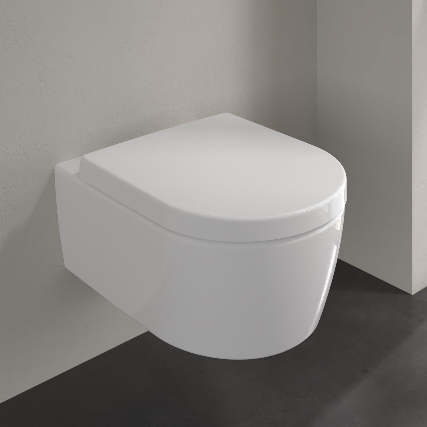 Villeroy & Boch Avento zestaw miska WC wisząca bez kołnierza z deską wolnoopadającą Weiss Alpin (5656R001, 9M77C101) - Wysyłka w 24h