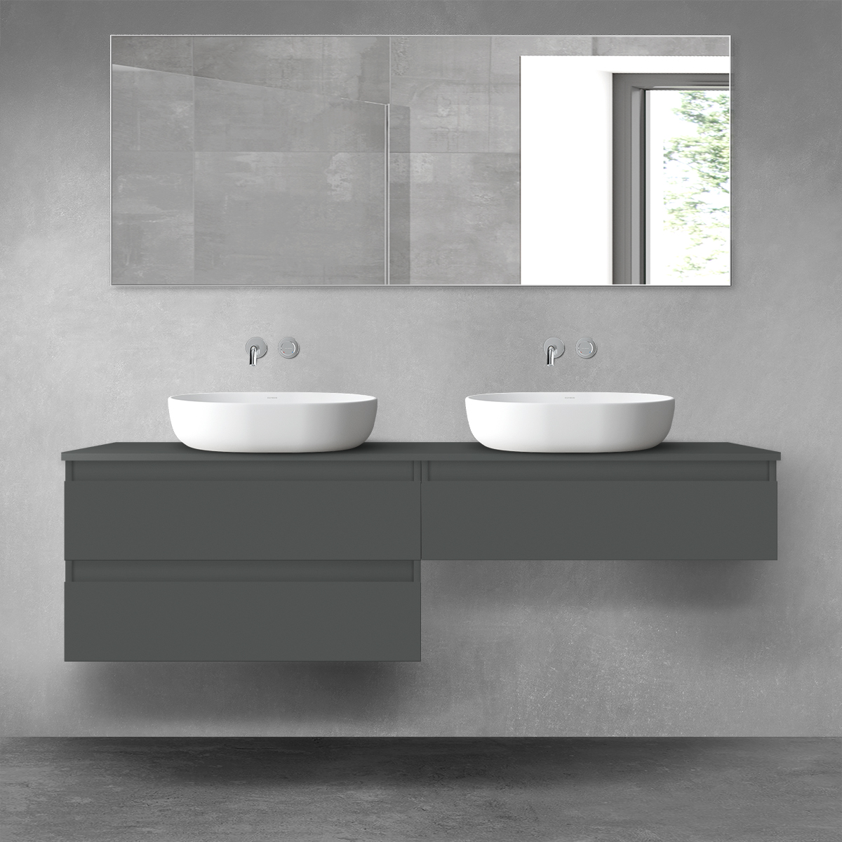Oltens Vernal zestaw mebli łazienkowych 160 cm z blatem grafit mat 68444400 - Wysyłka w 24h