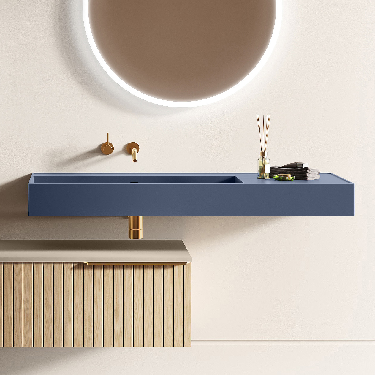 Elita Level umywalka 100,5x45,5 cm prostokątna ścienna lewa navy blue matt RE041461187030