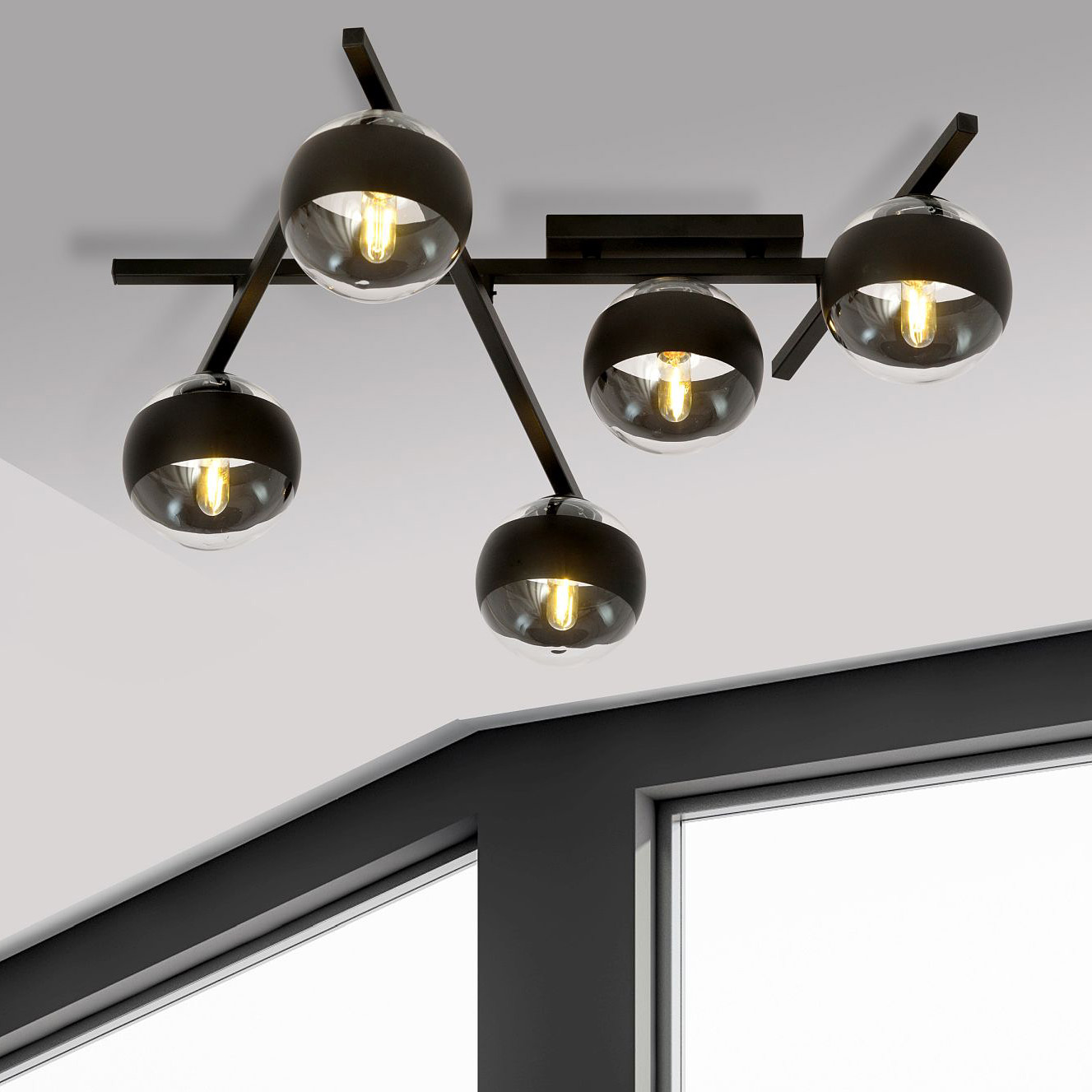 Emibig Smart Stripe lampa podsufitowa 5x10 W czarna-przezroczysta 1105/5 - Wysyłka w 24h