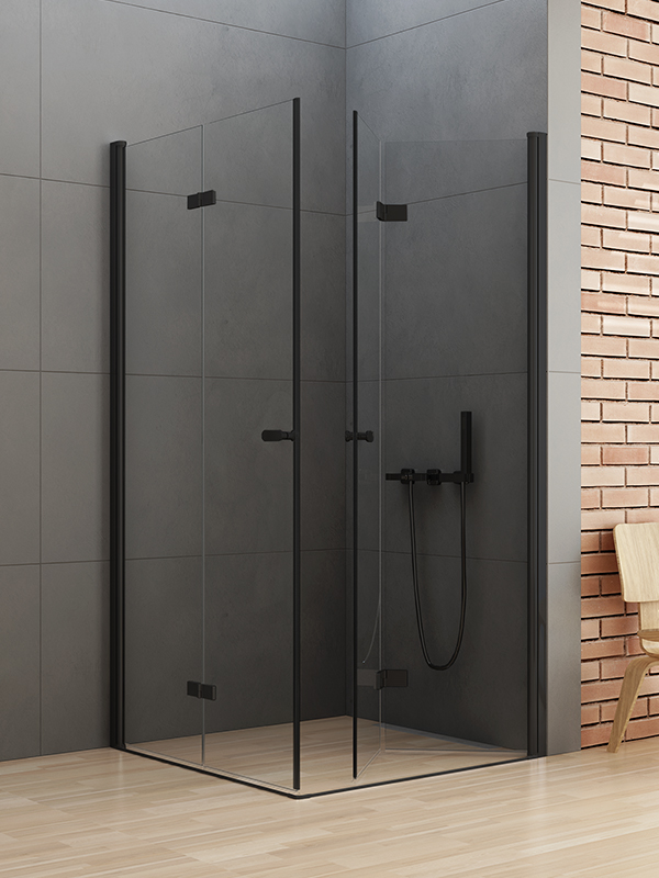 New Trendy New Soleo Black kabina prysznicowa 90x80 cm prostokątna czarny mat/szkło przezroczyste D-0234A/D-0239A