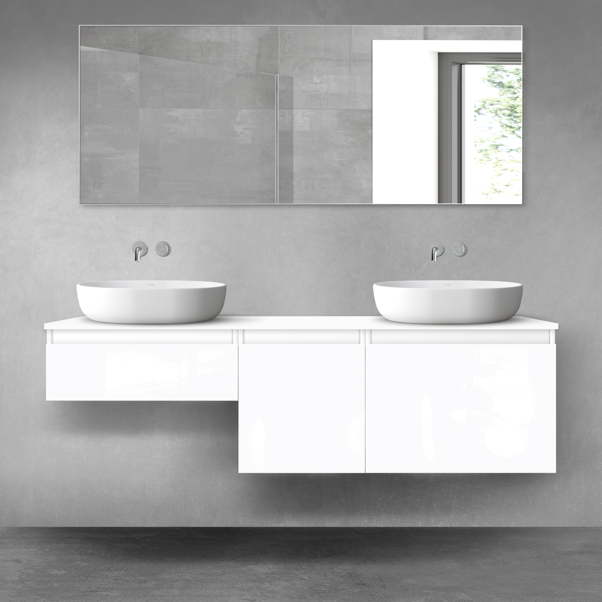 Oltens Vernal zestaw mebli łazienkowych 160 cm z blatem biały połysk 68431000 - Wysyłka w 24h