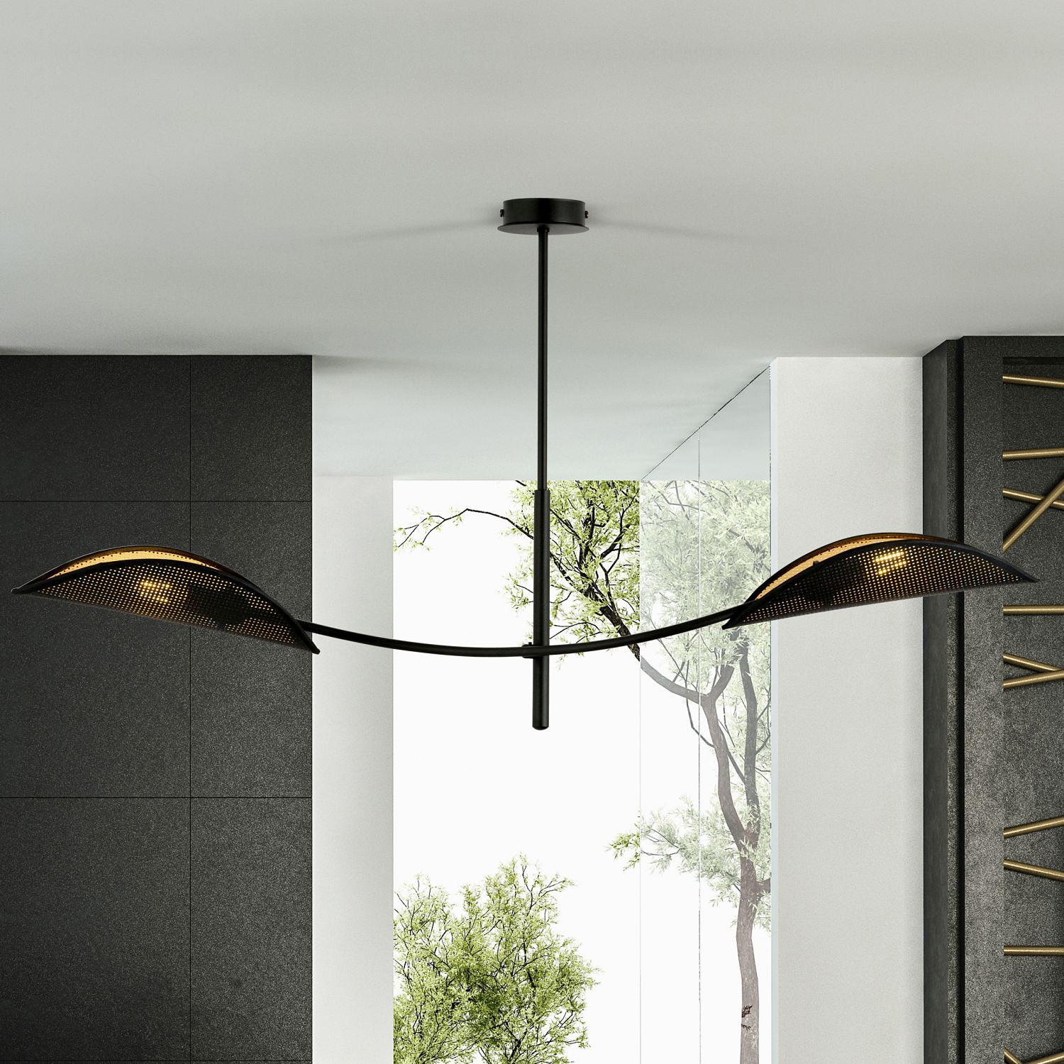Emibig Lotus lampa podsufitowa 2x10 W czarna-złota 1106/2