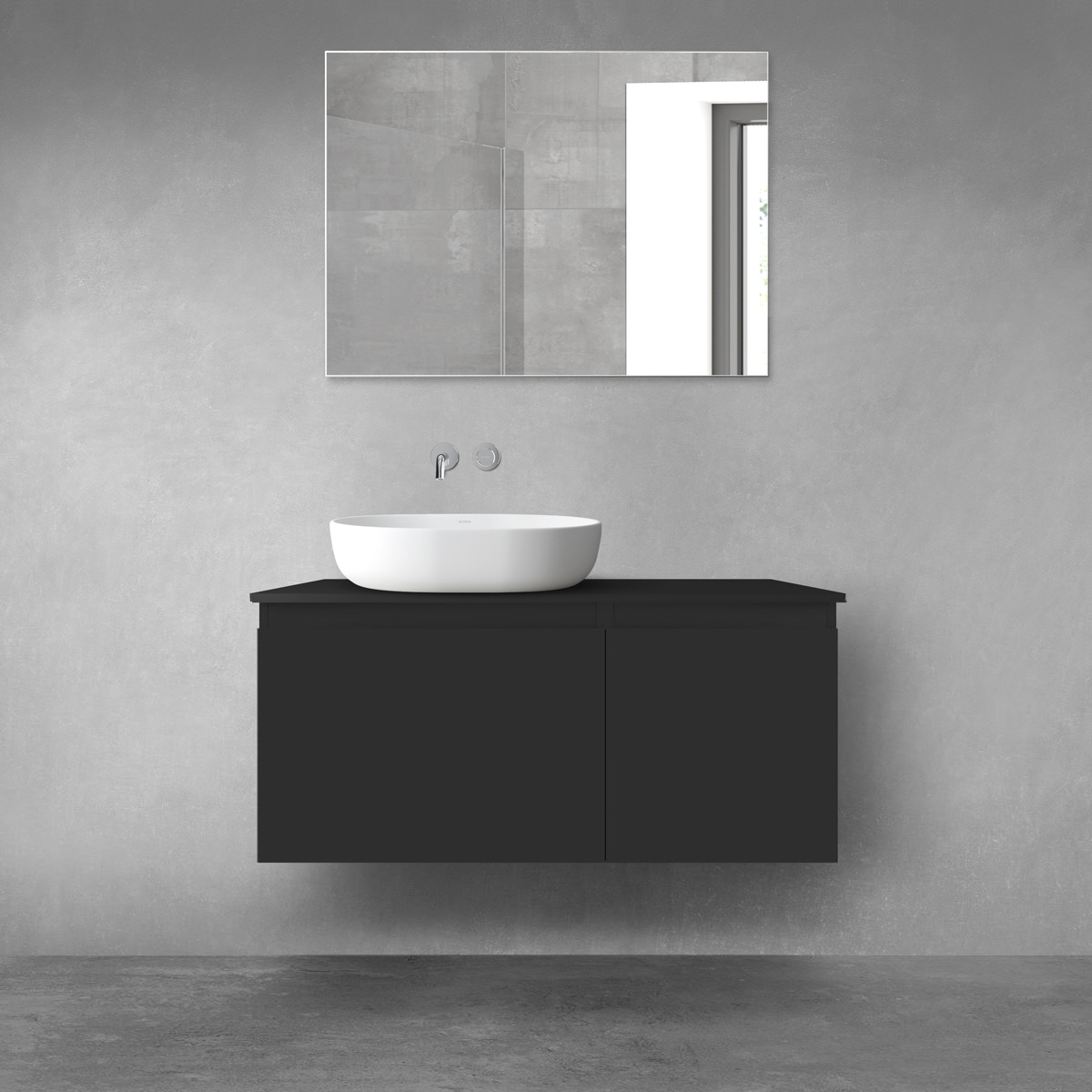 Oltens Vernal zestaw mebli łazienkowych 100 cm z blatem czarny mat 68247300 - Wysyłka w 24h