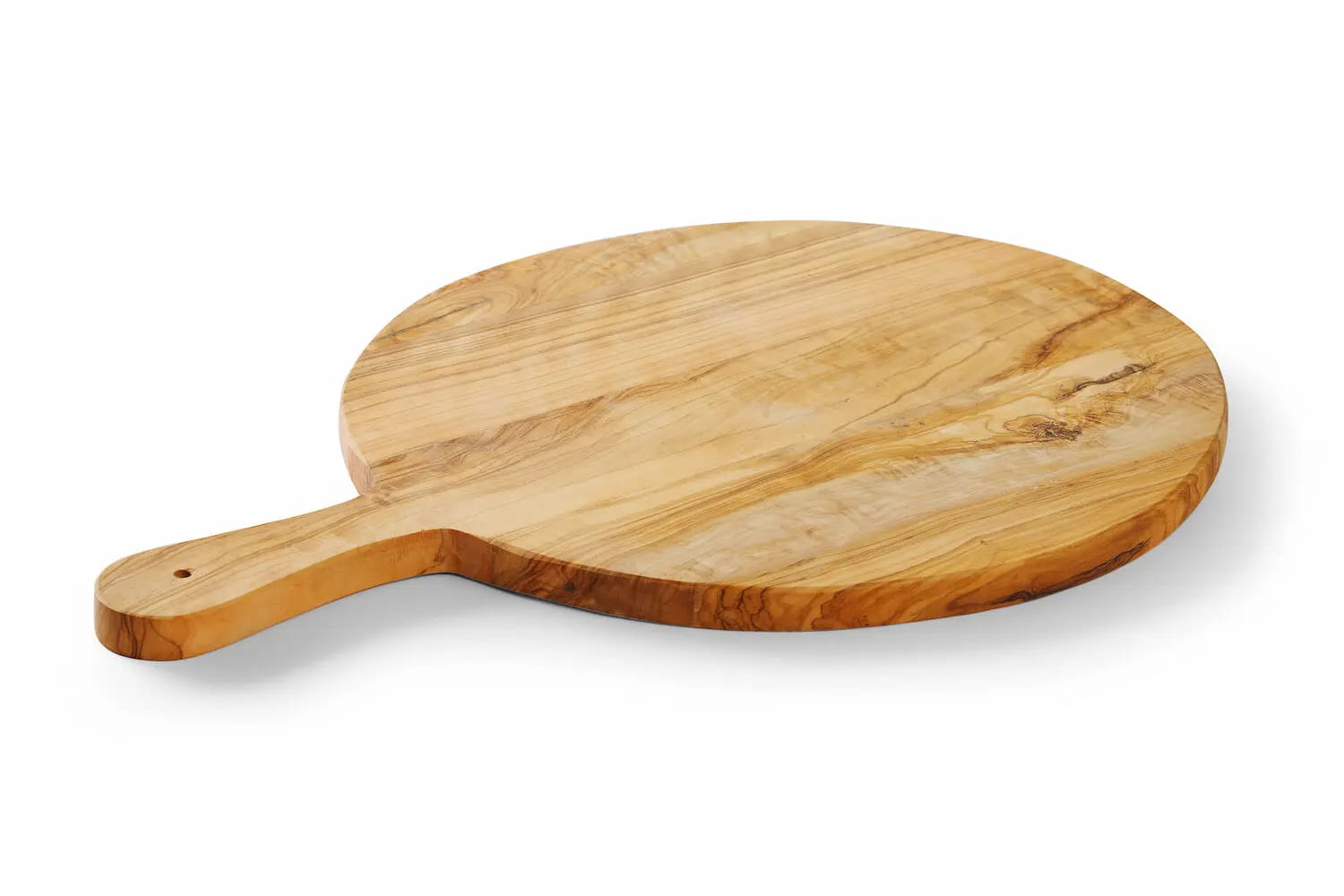 Deska do serwowania o średnicy 32 cm z drewna oliwnego z uchwytem | 505380