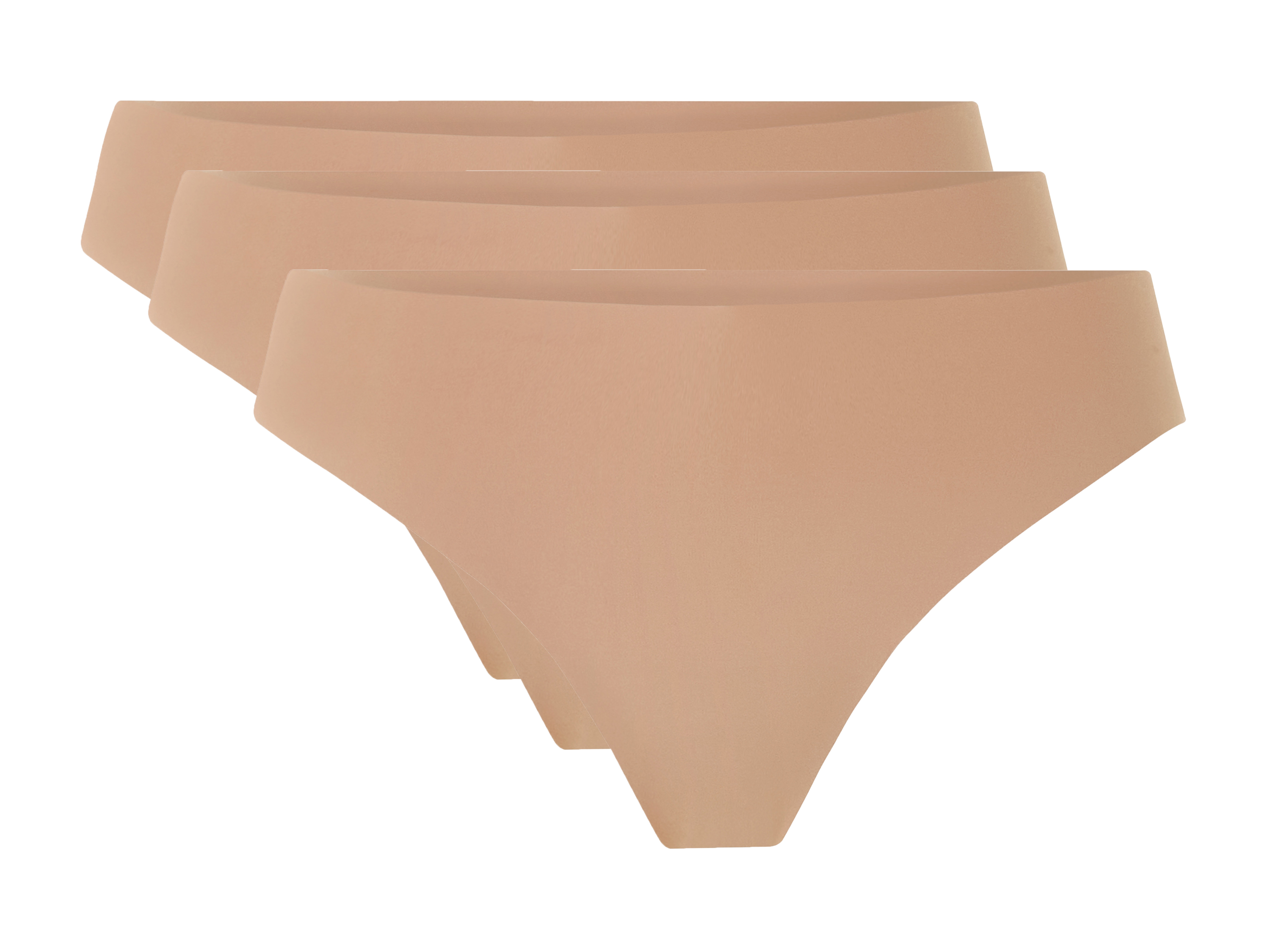 Esmara Stringi bezszwowe damskie, 3 pary Beżowy, XS 32/34