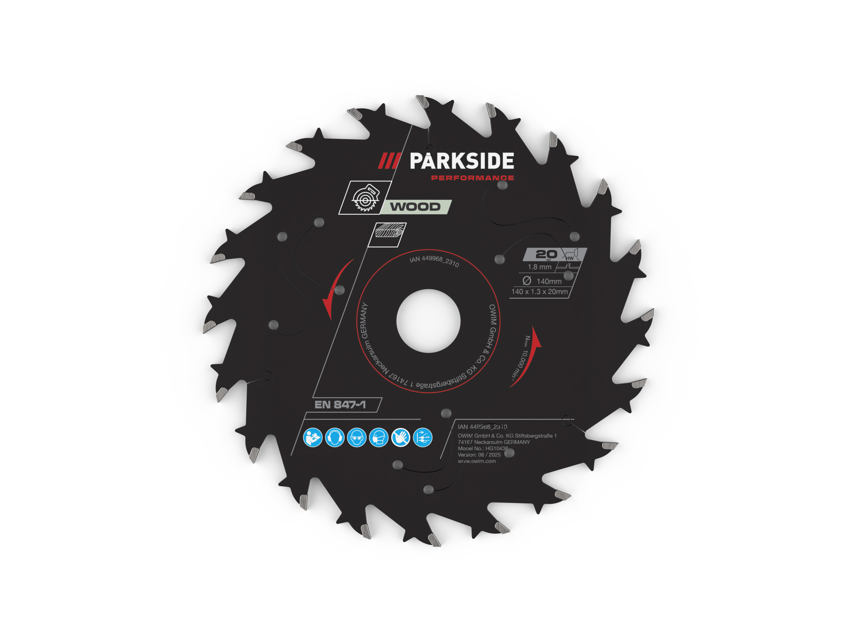 Parkside Performance Brzeszczoty do piły tarczowej, Ø 140 mm 20-zębowa do drewna