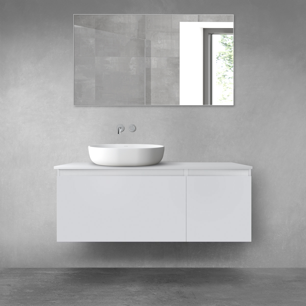 Darmowa Dostawa - Zestaw mebli łazienkowych 120x46.4x48.6 cm podumywalkowa wisząca szara Oltens Vernal 68250700