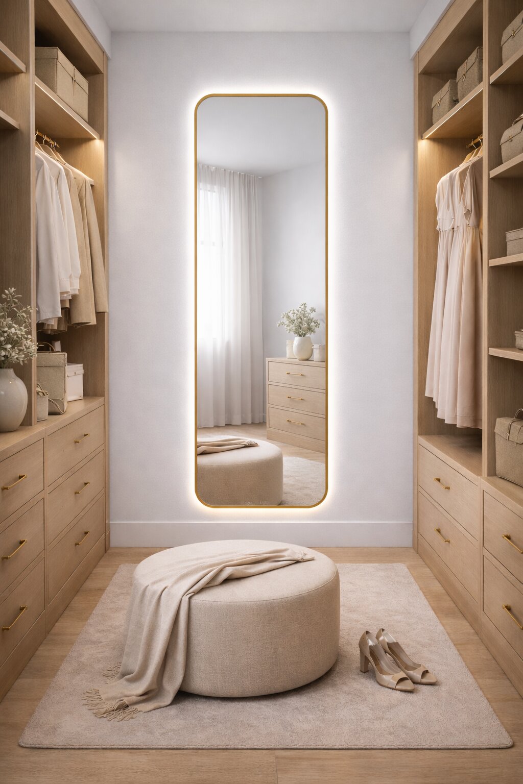 Darmowa Dostawa - Lustro 50x155 cm z oświetleniem złoty Baltica Design Stone Aura 5904107932897