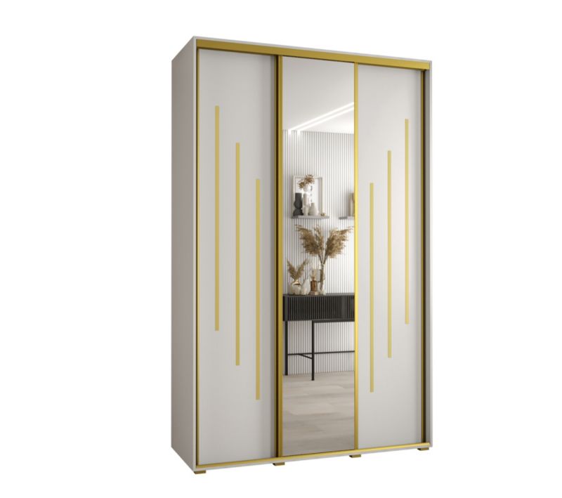 Szafa przesuwna Abiks DAVOS 9 wysoka szer.150cm gł.45cm biały/biały/złoty 1szt.