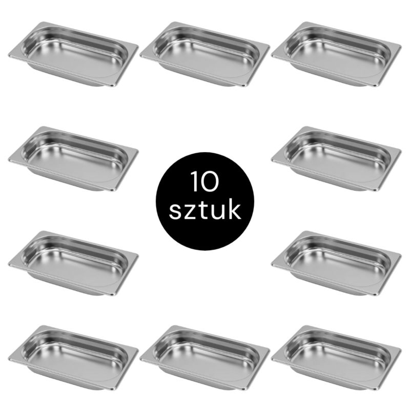 Pojemnik na żywność gastronomiczny GN Mega-M stal nierdzewna 1/4 265x162x40mm zestaw 10 szt.