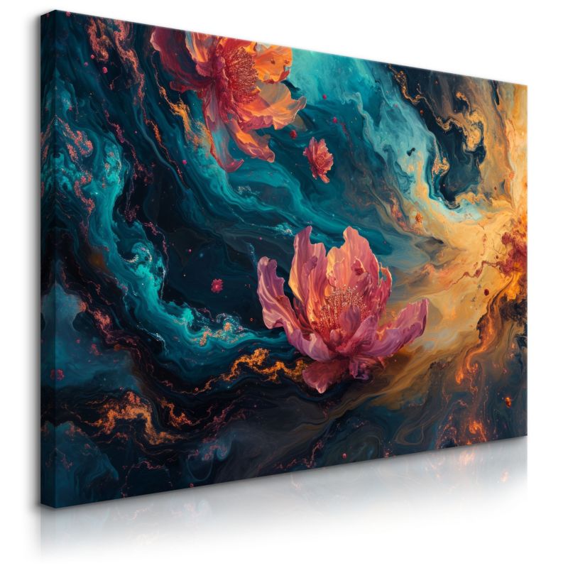 Obraz Muralo Do Salonu Kwiaty Abstrakcja Nowoczesny Wzór Glamour 40x30 cm 1 szt.