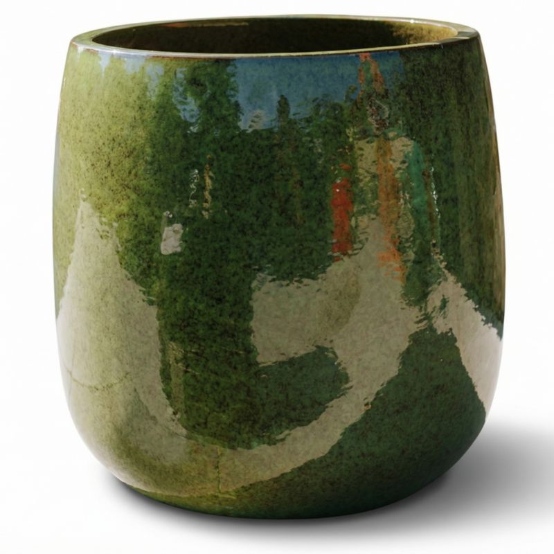 Donica ceramiczna Provencelia SOCRATE Zielony, sred.32 x H33 cm, mrozoodporna, rękodzieło, szkliwiona 1 szt.
