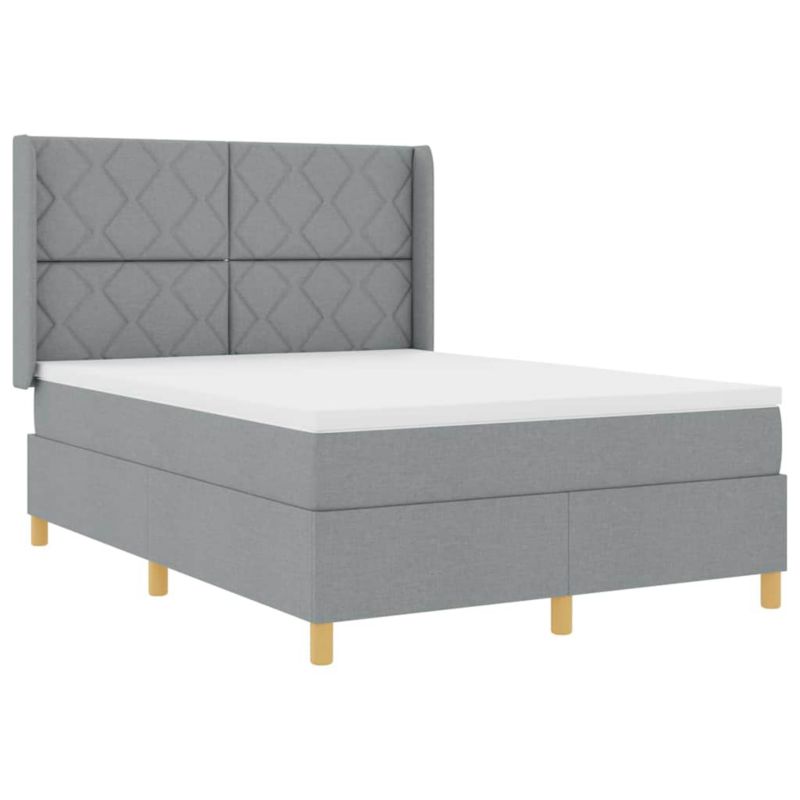 Łóżko z materacem WaszeMeble 160x200 cm Jasnoszary tkanina z LED WM-3343763 1 szt.