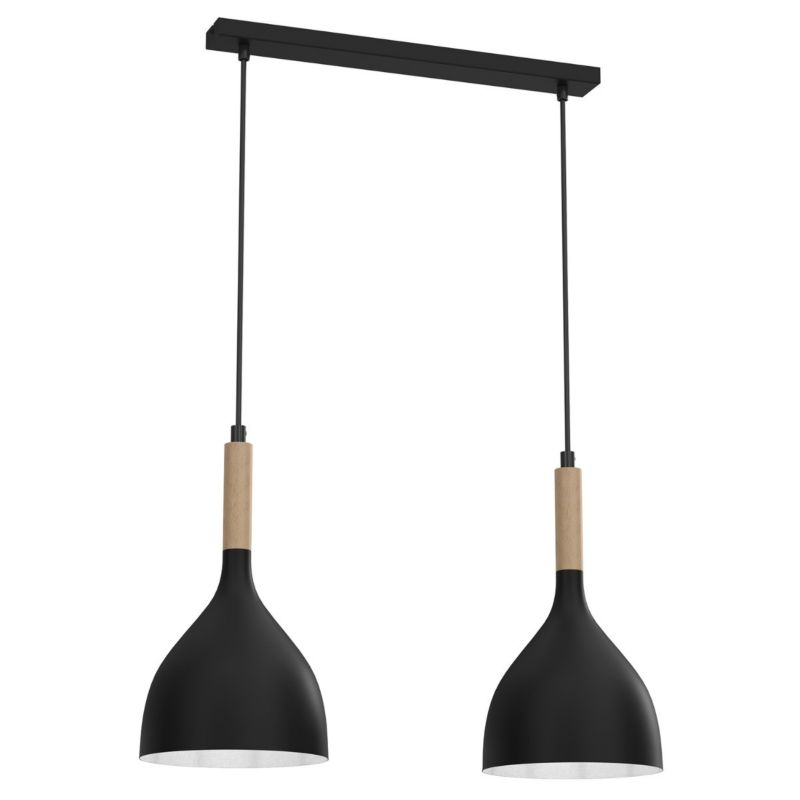 Lampa wisząca Luminex Noak Wood czarny matowa-jasne drewno wym: 110 x 52 x 17 cm 2xE27 x 15W 1 szt.