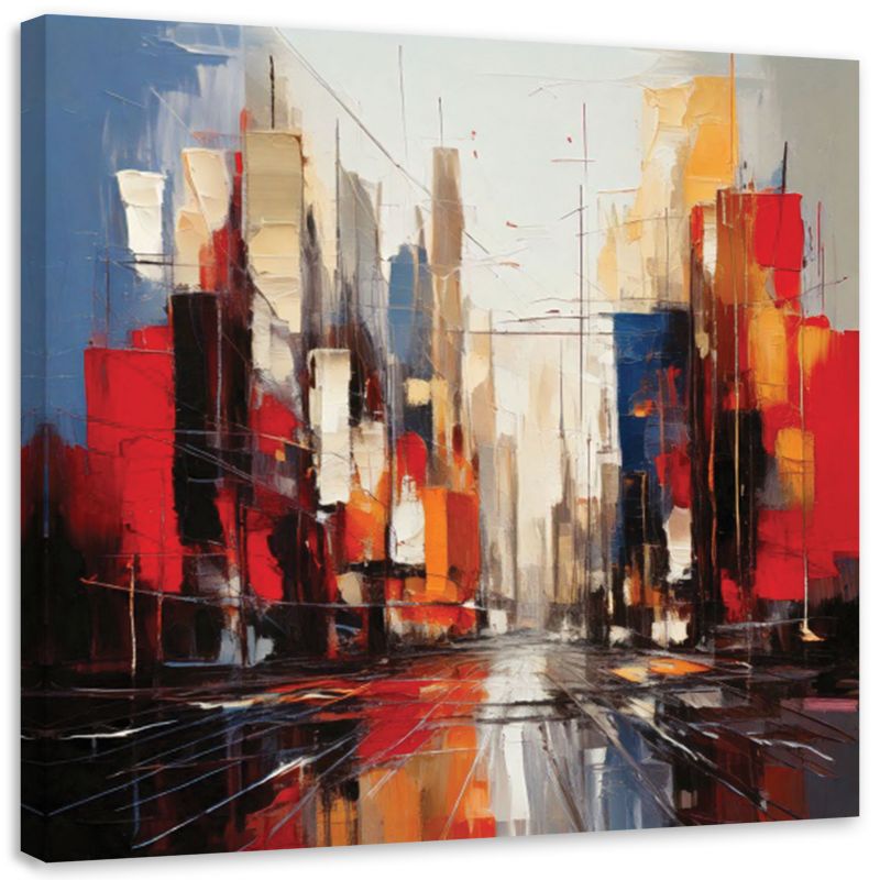 Obraz Feeby Miasto Abstrakcja Czerwony 40x40cm 1szt