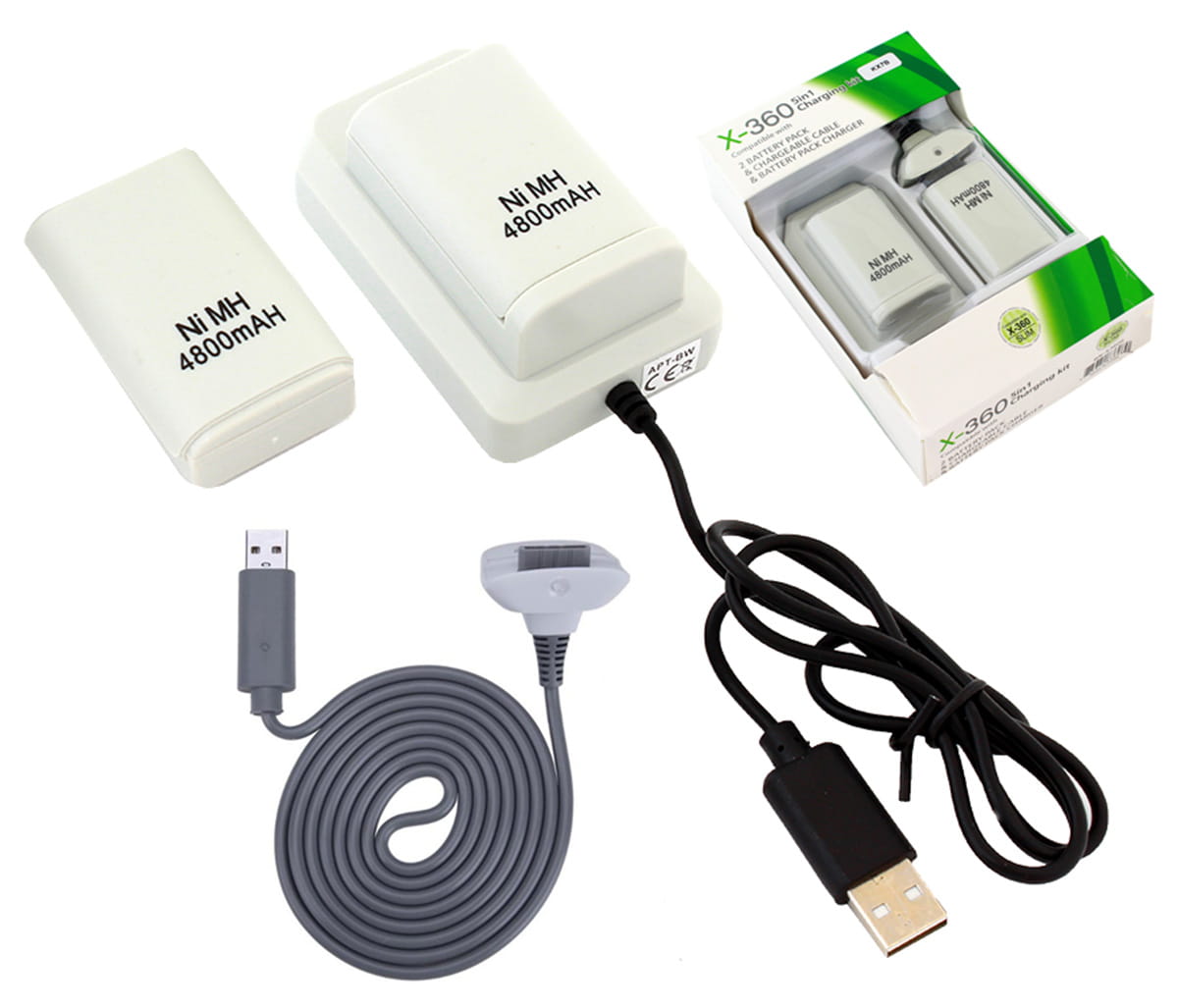 2xBateria do PADA XBOX 360 + kabel KX7B biały - Henryx24