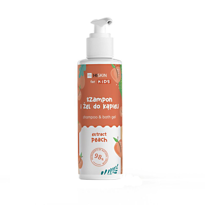 HISKIN KIDS Szampon & Żel do mycia ciała 2w1 z ekstraktem brzoskwini i papai, 280 ml