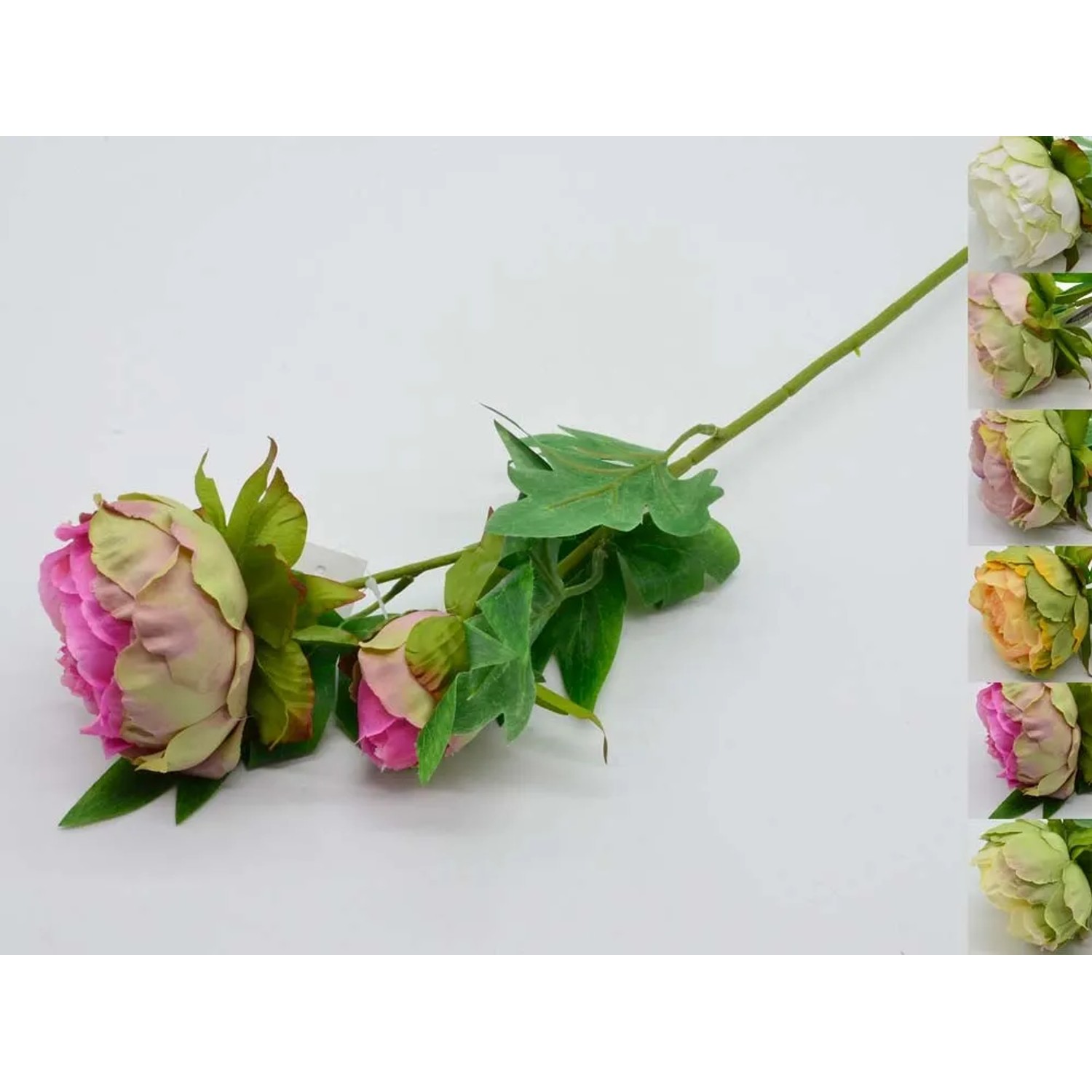 Peonia sztuczna gałązka 2 kwiatki - 60 cm