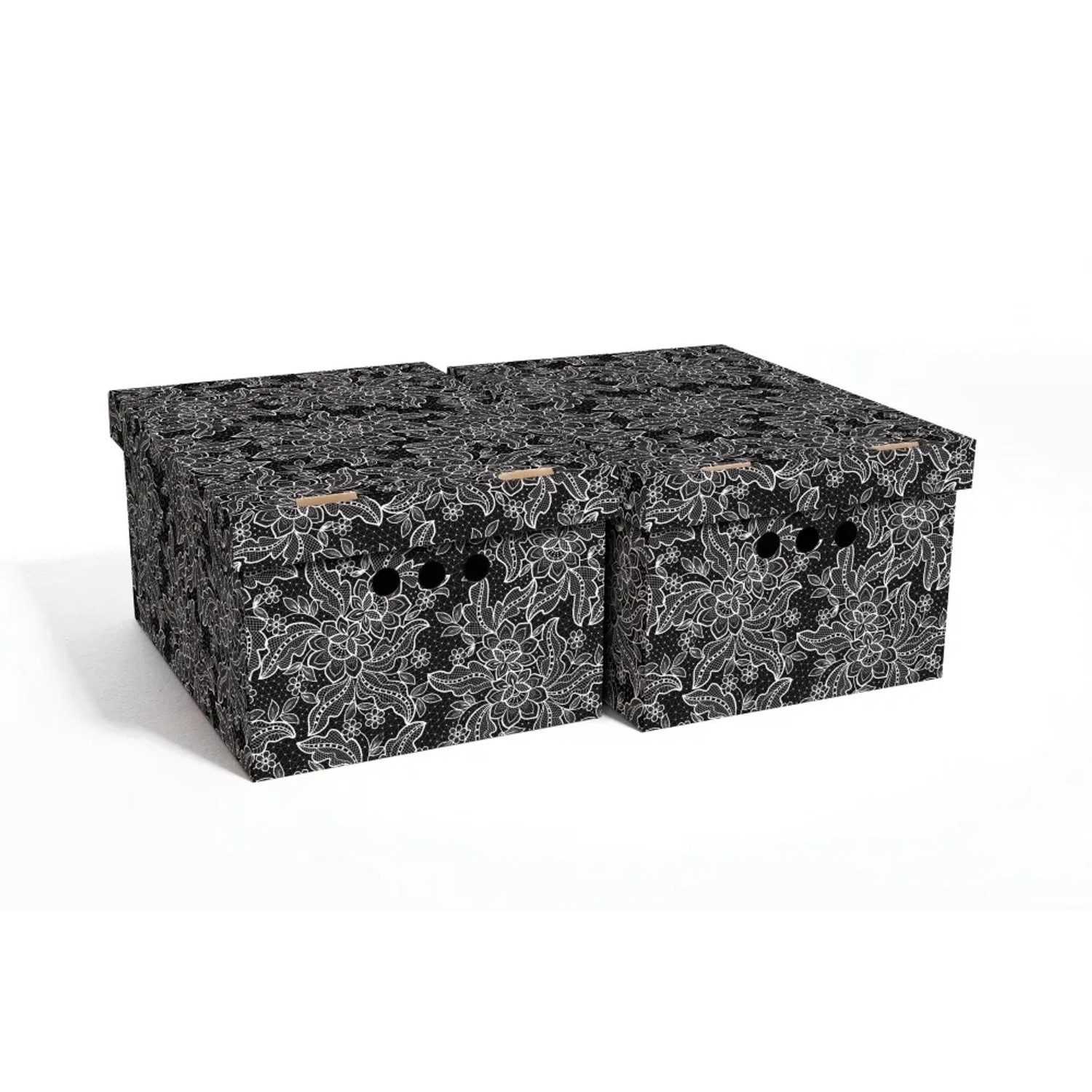 Erkar-Opakowania Pudełka A4 Koronka czarne 32 cm x 25 cm x 18 cm