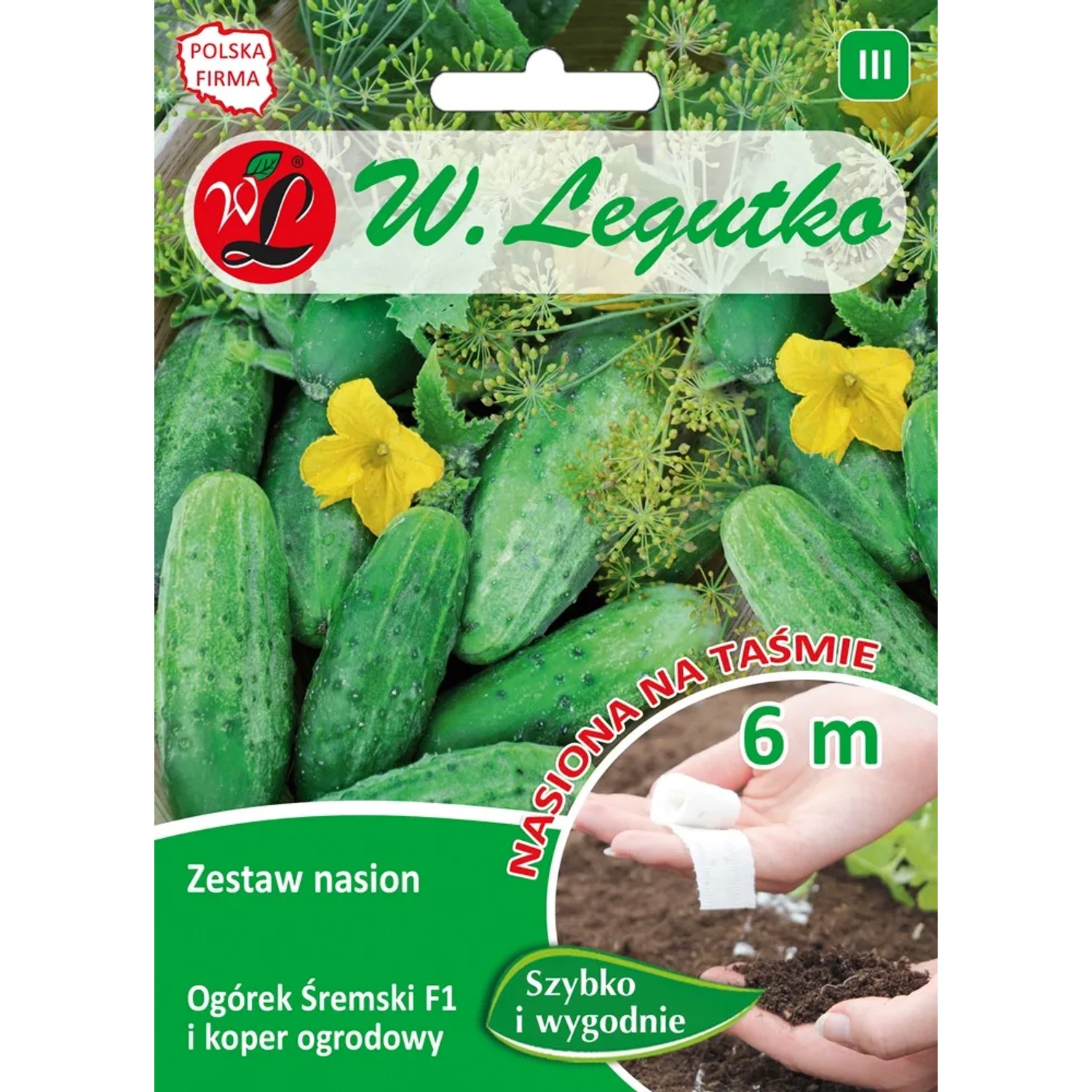 Zestaw nasion ogórek + koper na taśmie - 6 m