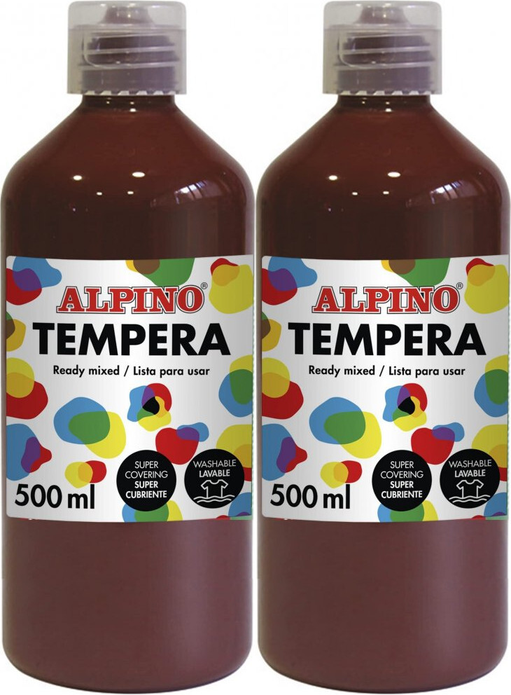 2x Farba plakatowa Alpino, w butelce, 500ml, brązowy