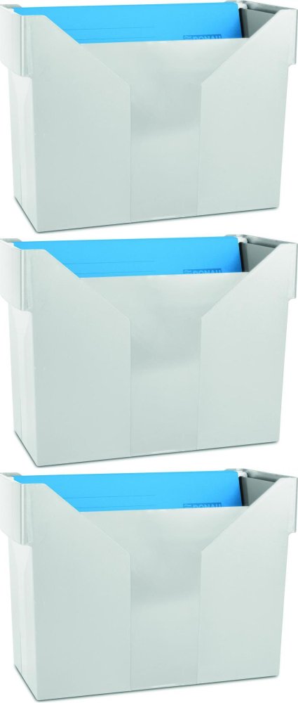 3x Pojemnik na 20 teczek zawieszanych Donau, A4, 330x260x160mm, szary