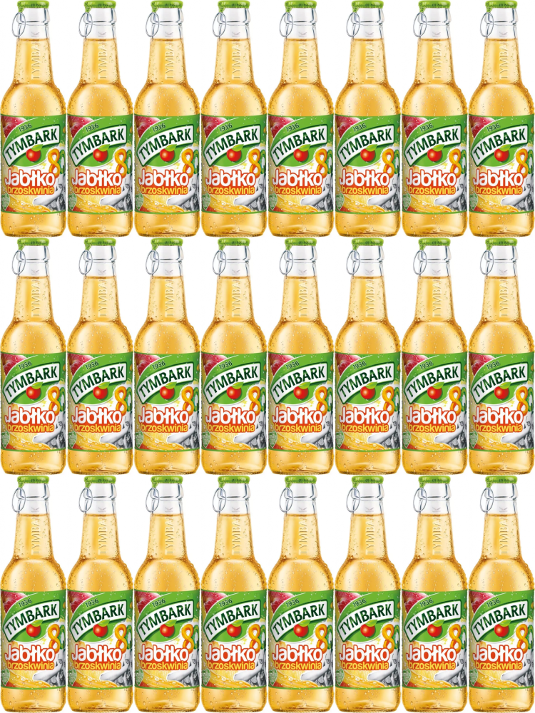24x Napój jabłko-brzoskwinia Tymbark, butelka szklana, 0.25l