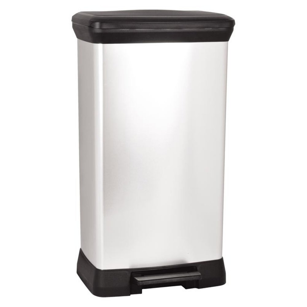Kosz na śmieci Curver Deco Bin, z pokrywą, 50l, srebrny