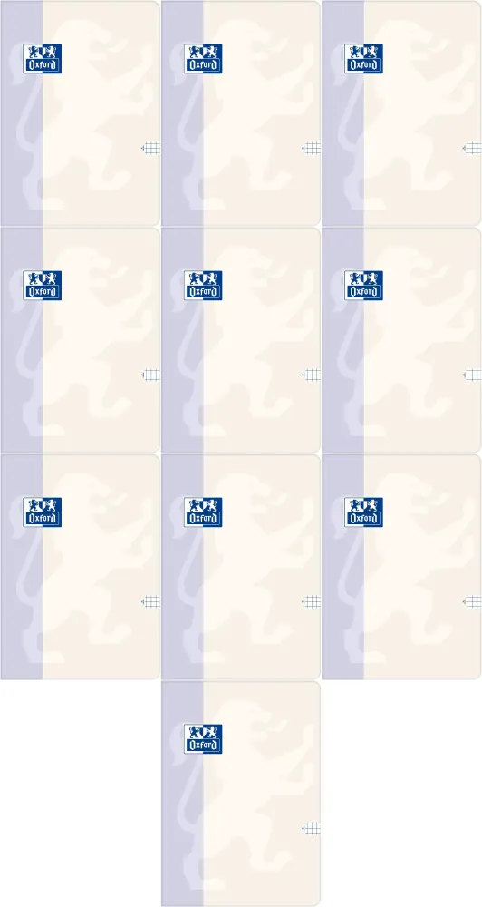 10x Brulion w kratkę Oxford B-Light, B5, miękka oprawa, 96 kartek, mix kolorów pastelowych