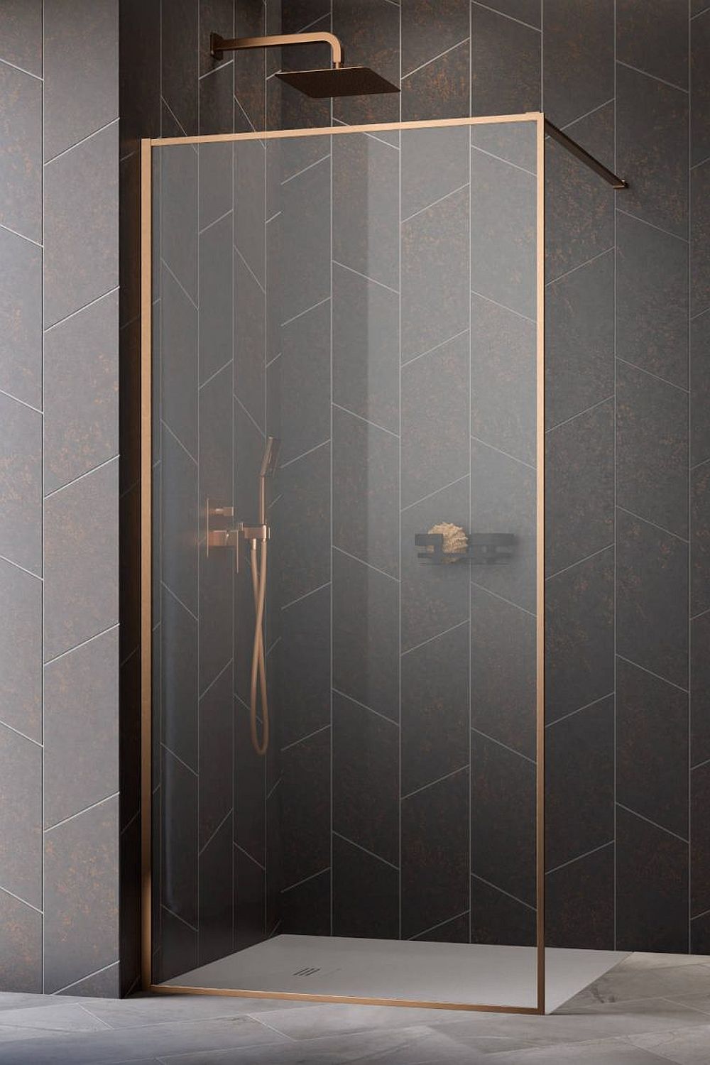 Radaway Modo F Brushed Copper II ścianka prysznicowa walk-in 110 cm miedź szczotkowana/szkło przezroczyste 10409114-93-01