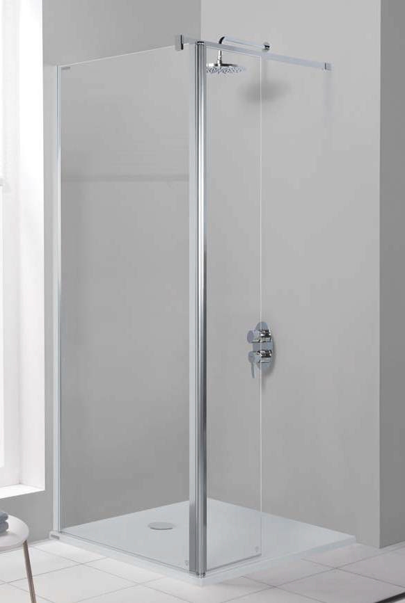 Sanplast Prestige III ścianka prysznicowa 120 cm stała z elementem ruchomym PR2/PRIII srebrny błyszczący/szkło przezroczyste ...