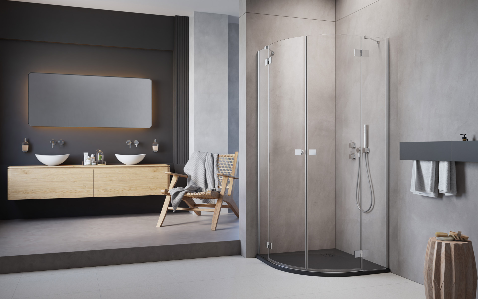 Radaway Essenza New PDD kabina prysznicowa część lewa 80x80 cm półokrągła 1385002-01-01L
