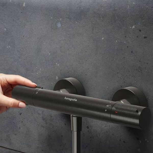 Hansgrohe Ecostat Element bateria prysznicowa ścienna termostatyczna czarny chrom szczotkowany 13346340