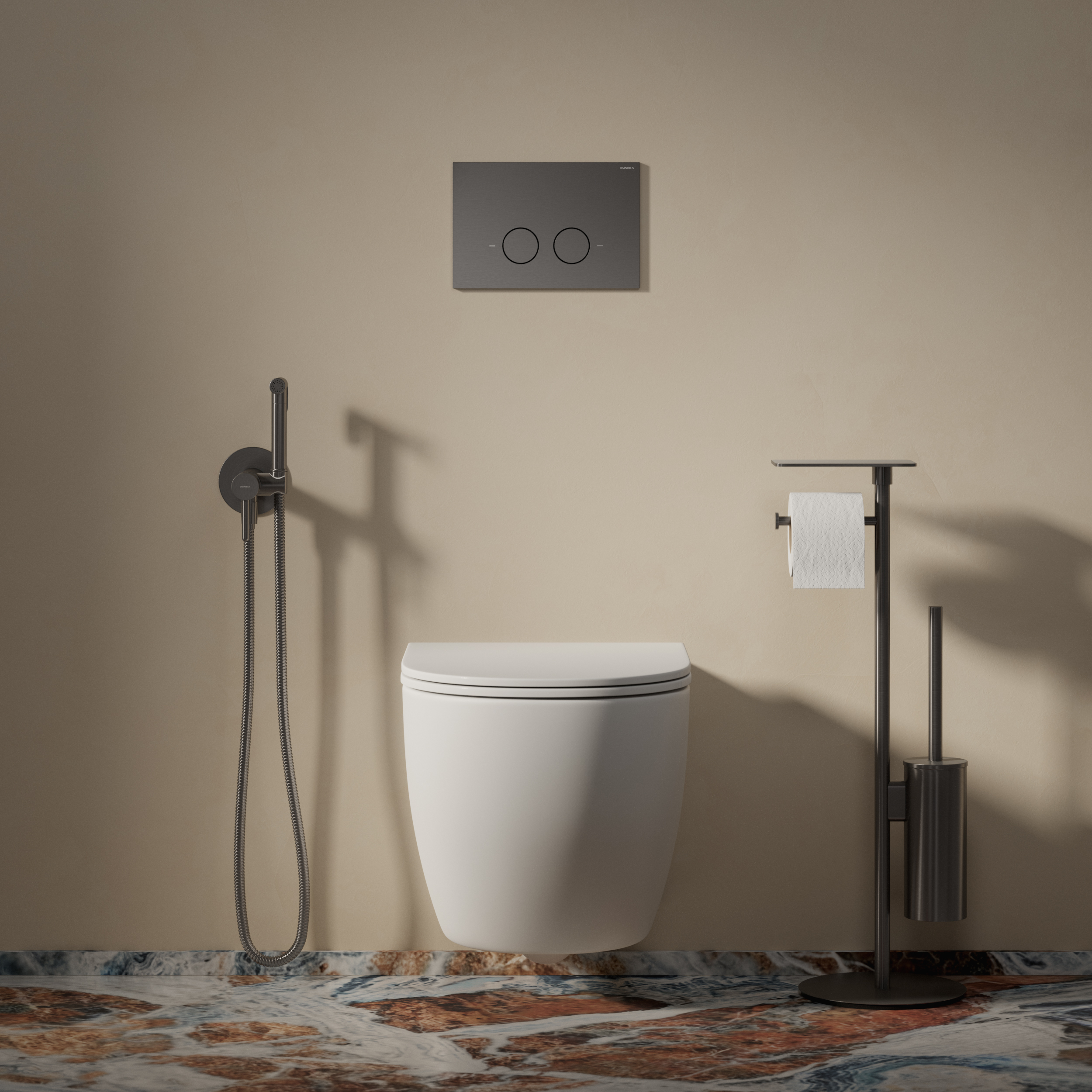Omnires Flush Set stelaż podtynkowy z przyciskiem spłukującym do miski WC wiszącej STFWC1R45-RGR