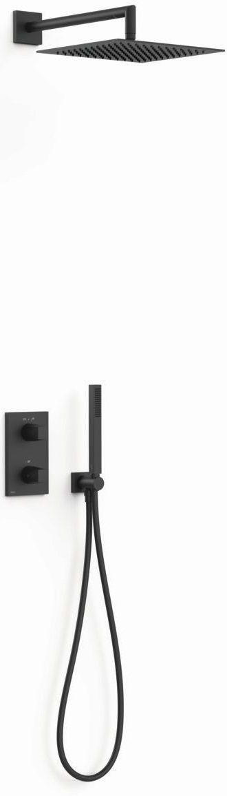 Tres Therm-Box zestaw prysznicowy podtynkowy termostatyczny z deszczownicą czerń matowa 21135004NM
