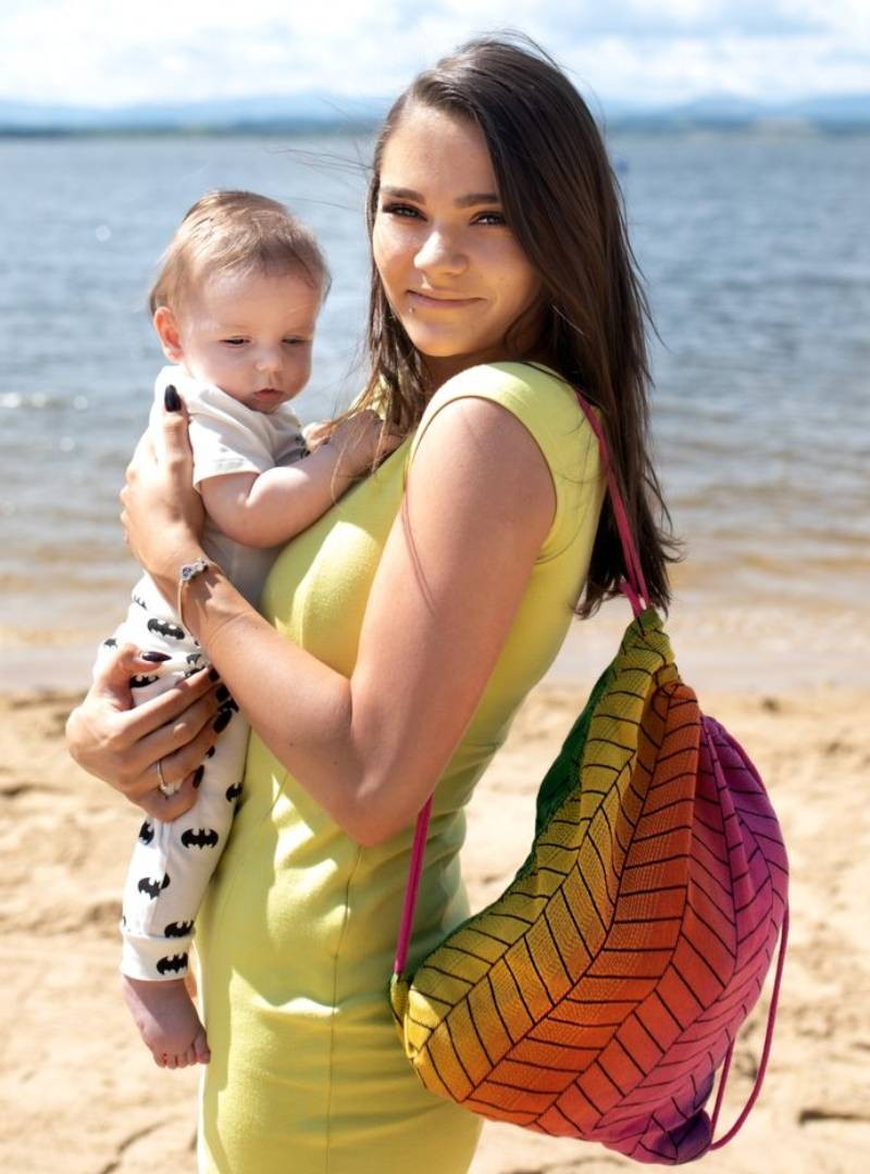 Plecak/Torba - Big Herringbone Rainbow Intensive 100% Bawełna, rozmiar 31cm x 43cm