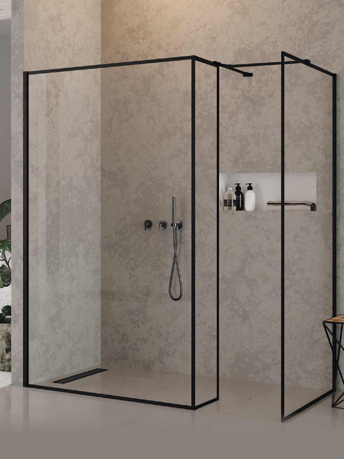 Darmowa Dostawa - Ścianka prysznicowa walk-in 90 cm czarny mat/szkło przezroczyste New Trendy New Modus Black EXK5624