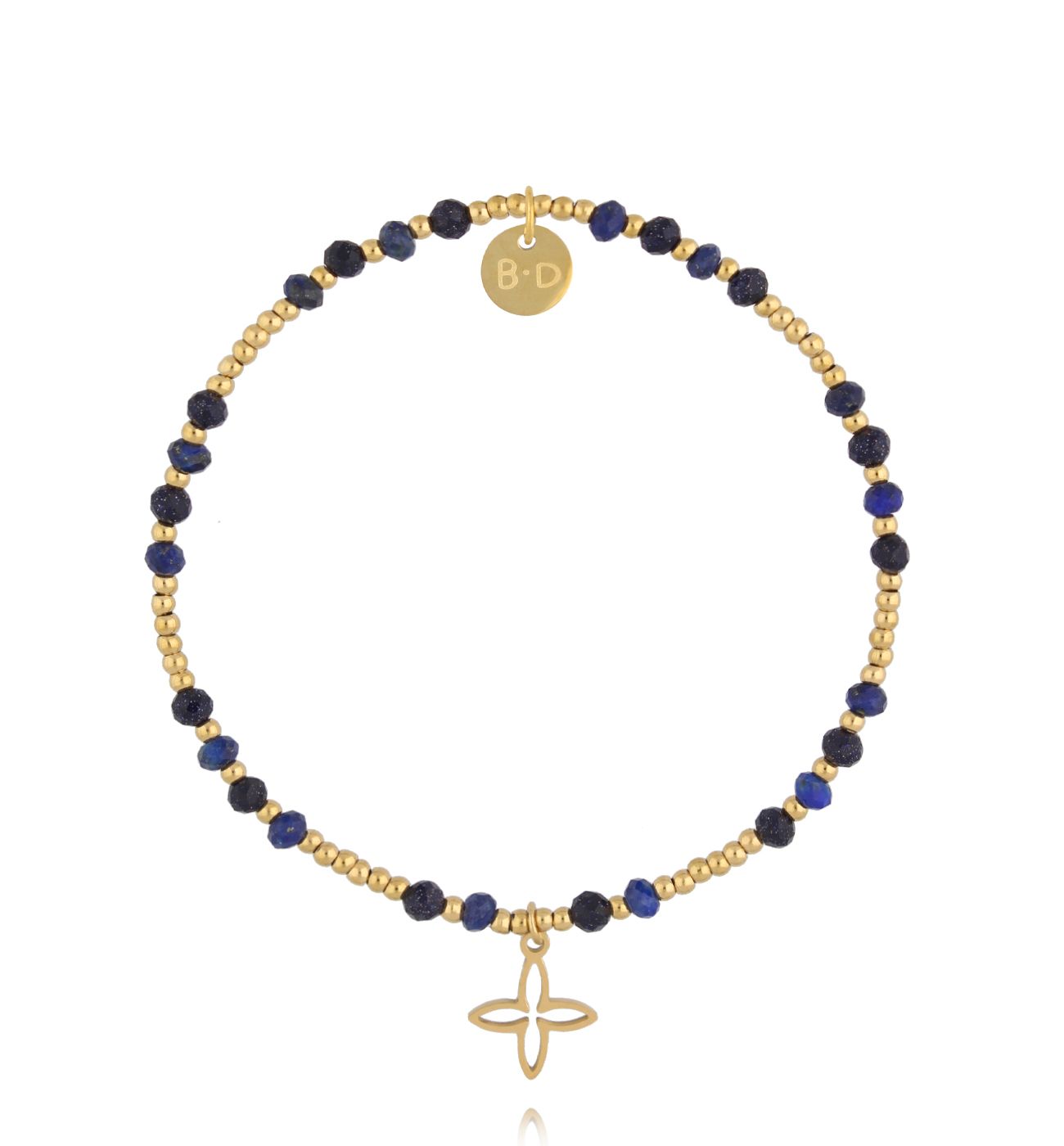 Bransoletka z lapisu lazuli i blue sand z krzyżykiem - By Dziubeka