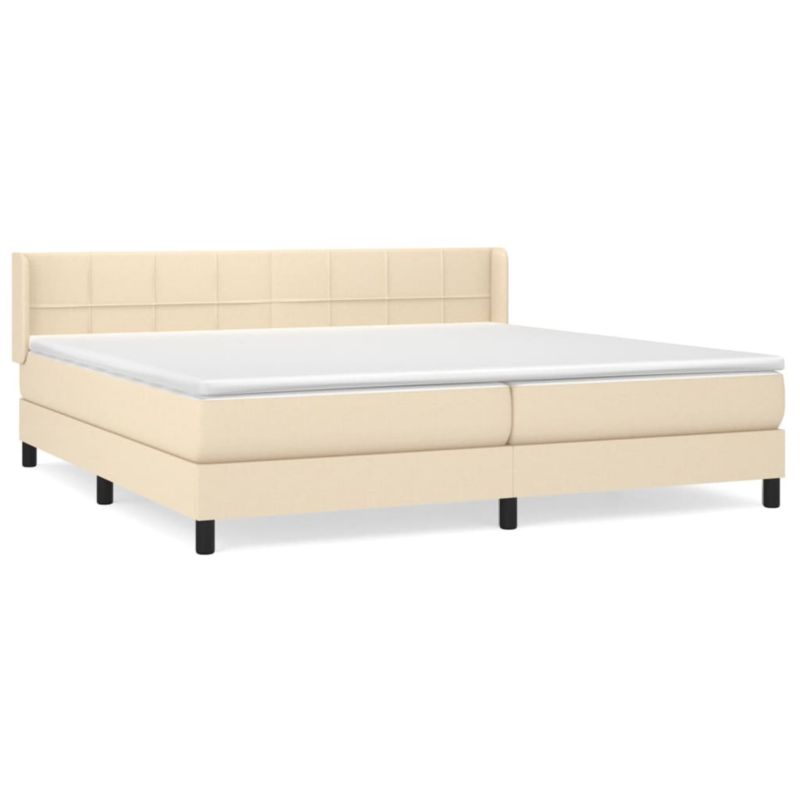 Łóżko z materacem WaszeMeble 200x220 cm Kremowy tkanina WM-3129742 1 szt.