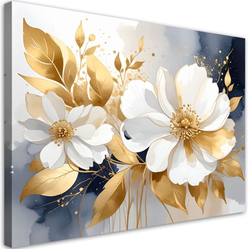 Obraz do salonu sypialni kuchni biura spa loftu Feeby Białe kwiaty 90x60cm 1szt