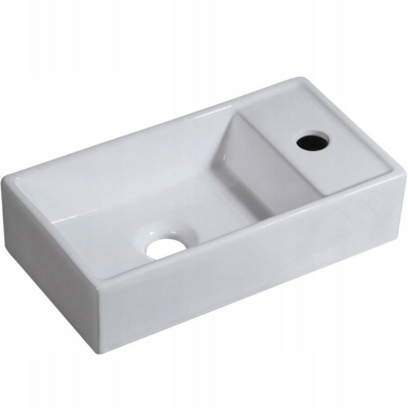 Umywalka nablatowa prostokątna Rebiko ceramiczna biała stawiana na blat 40x22 cm