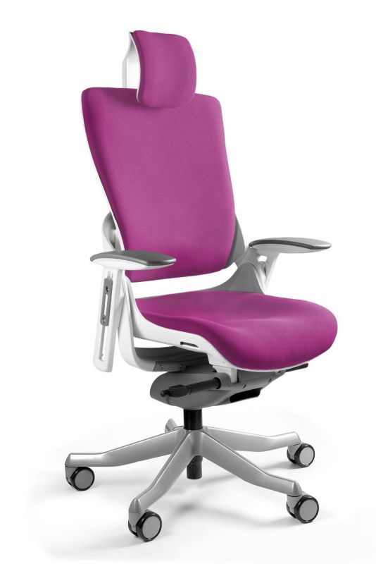 Fotel Unique ergonomiczny WAU 2 biały/magenta tkanina 1szt