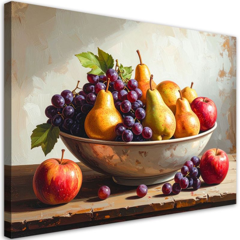 Obraz do kuchni jadalni restauracji Feeby Martwa natura owoce w misce 100x70cm 1szt