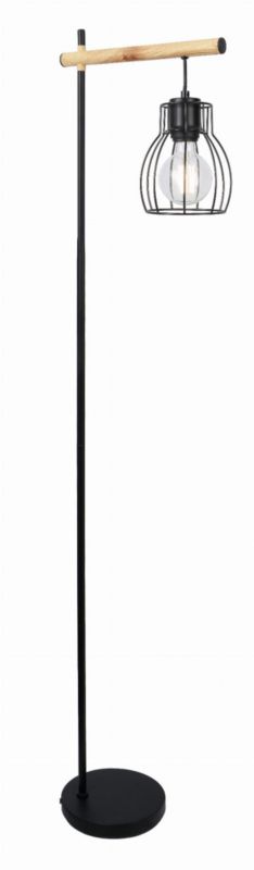 Lampa podłogowa stojąca Candellux Bernita czarna-jasne drewno 1 x E14 x 60W wym: 144 x 28 x 23 cm - 1 szt.