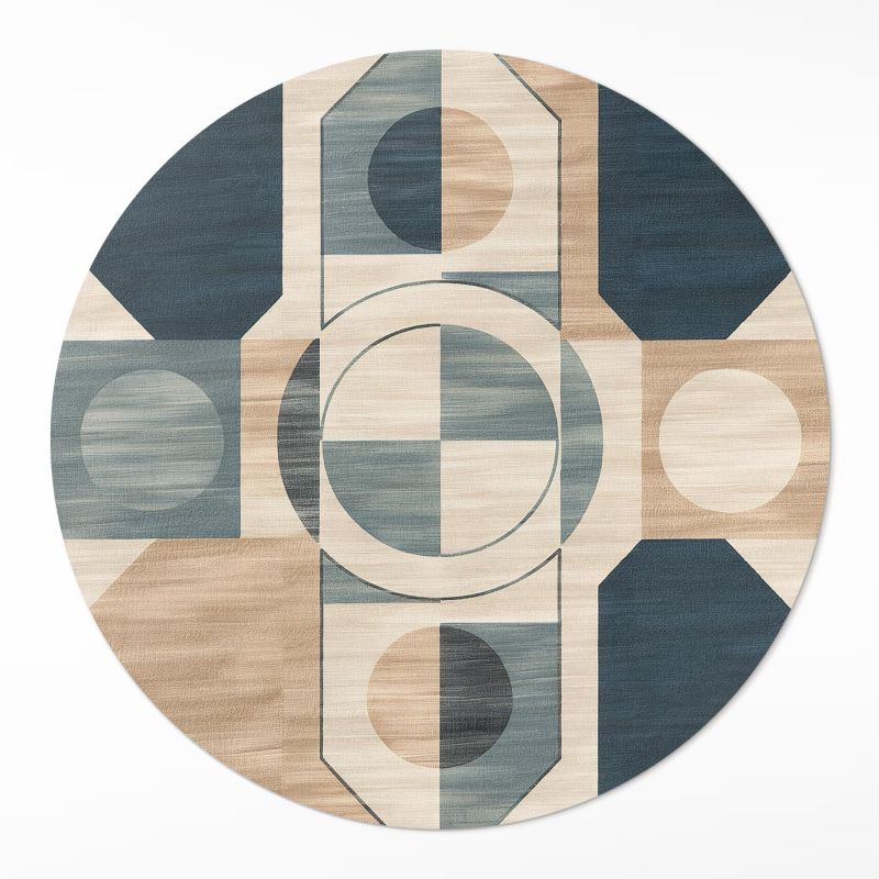 Ozdobna Wykładzina Winylowa Wallfluent fi120 cm Geometryczne kształty w pastelowym stylu retro/ 1 szt.