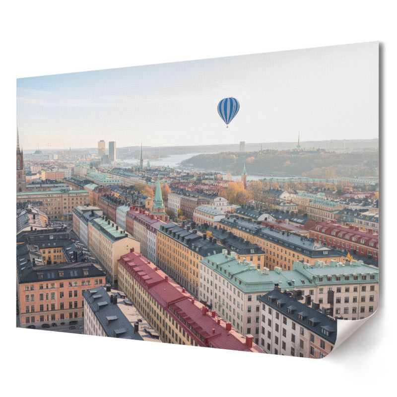 Plakat na płótnie Wallfluent Format A2 Balon nad miastem Artysta Front 1 szt.