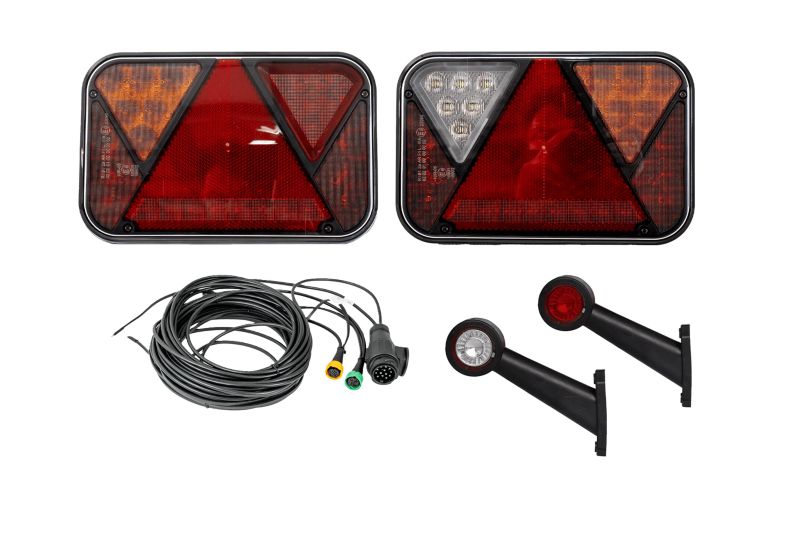 Lampy tylne LED FRISTOM + obrysowe LED HORPOL + wiązka MANTES 7m 13-PIN do przyczepy 1 szt.