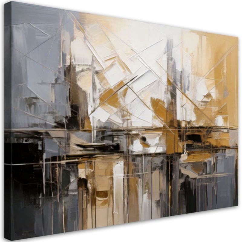 Obraz do salonu nowoczesny Feeby Abstrakcja złoty szary beżowy 90x60cm 1szt